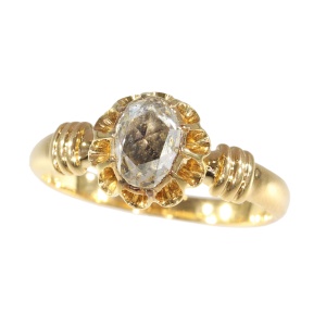 Rare Vintage Victorian Rose-Cut Diamond and Gold Ring  A Reflection of 19th-Century Love